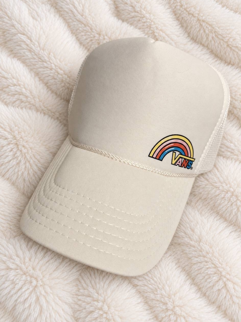 Vans Cream Cap with Rainbow Logo